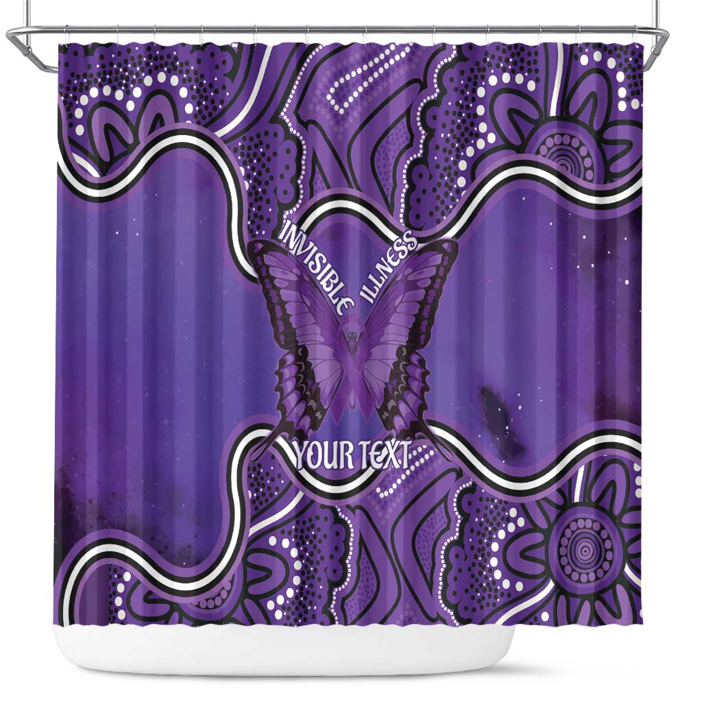 Australia Lupus Awareness Month Personalised Shower Curtain Butterfly Purple Ribbon Invisible Illness Indigenous Art
