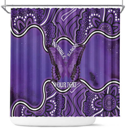 Australia Lupus Awareness Month Personalised Shower Curtain Butterfly Purple Ribbon Invisible Illness Indigenous Art