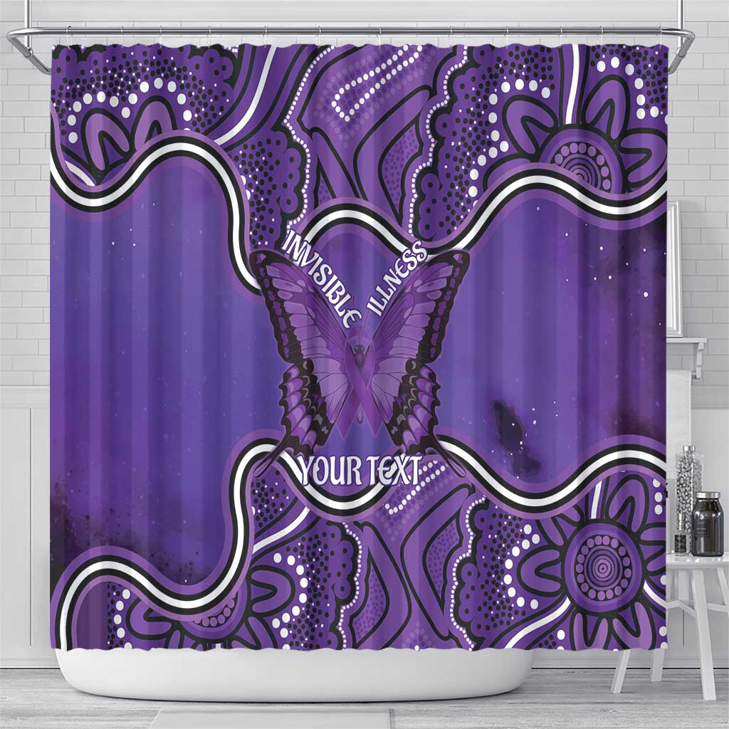 Australia Lupus Awareness Month Personalised Shower Curtain Butterfly Purple Ribbon Invisible Illness Indigenous Art