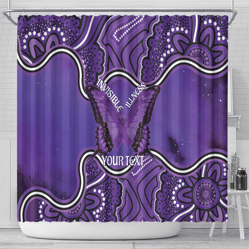Australia Lupus Awareness Month Personalised Shower Curtain Butterfly Purple Ribbon Invisible Illness Indigenous Art