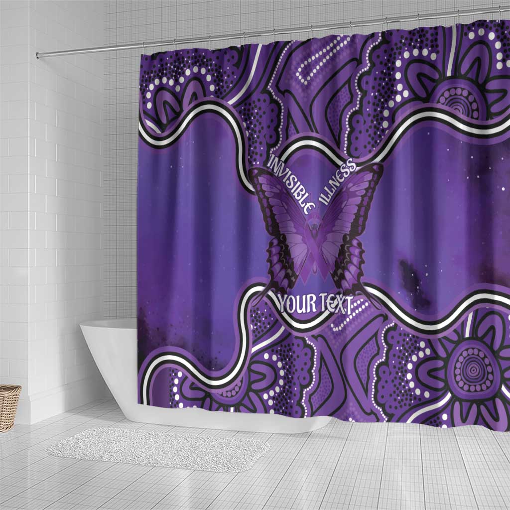 Australia Lupus Awareness Month Personalised Shower Curtain Butterfly Purple Ribbon Invisible Illness Indigenous Art