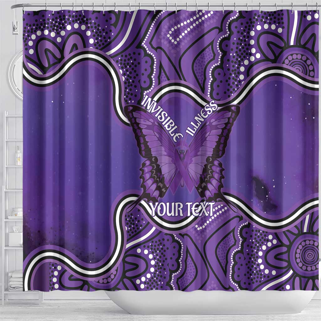 Australia Lupus Awareness Month Personalised Shower Curtain Butterfly Purple Ribbon Invisible Illness Indigenous Art