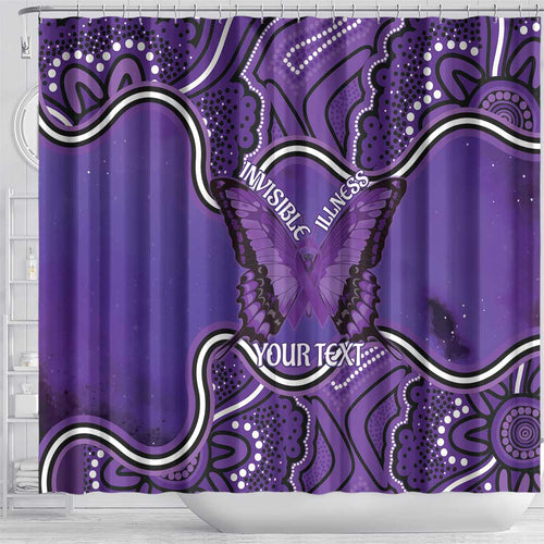 Australia Lupus Awareness Month Personalised Shower Curtain Butterfly Purple Ribbon Invisible Illness Indigenous Art