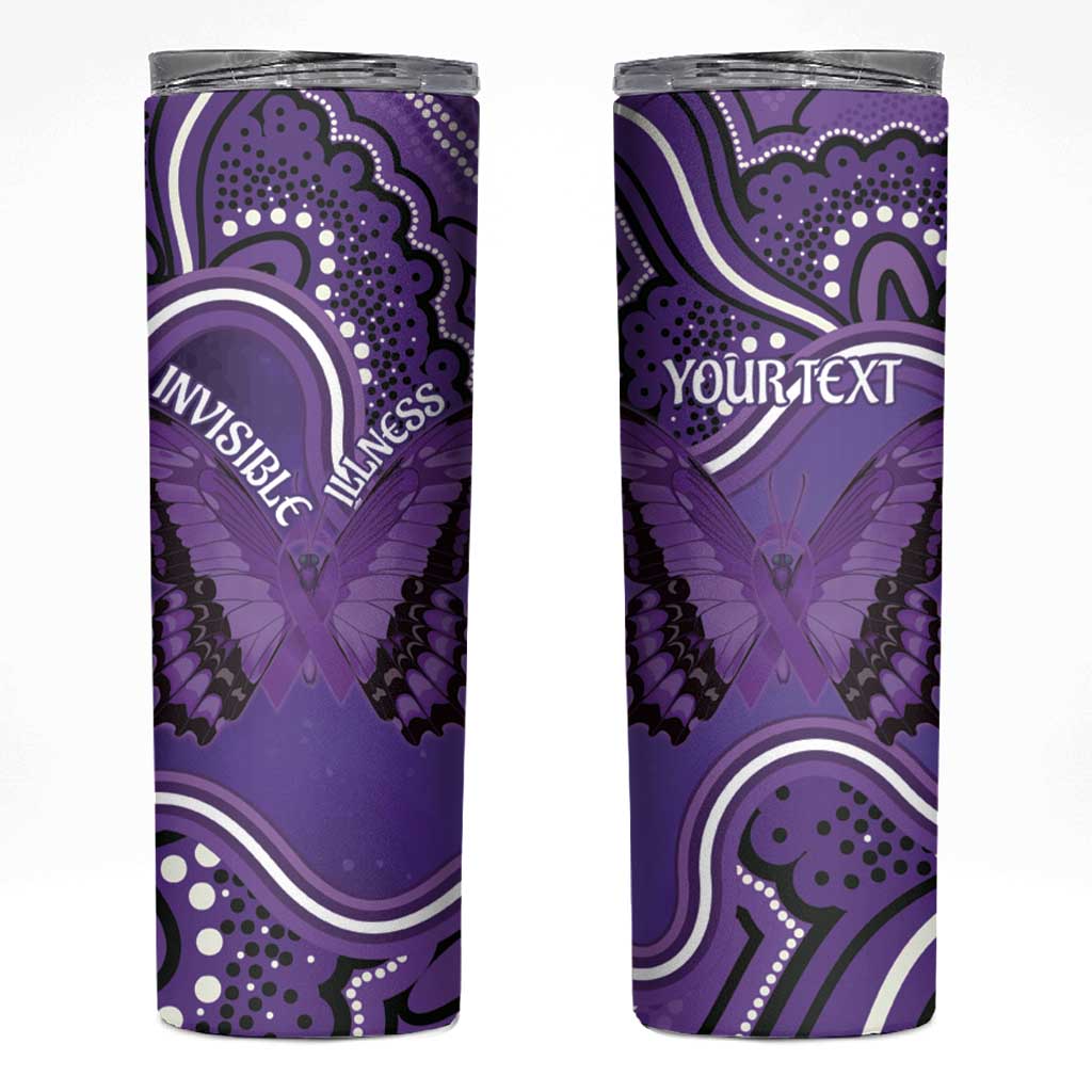 Australia Lupus Awareness Month Personalised Skinny Tumbler Butterfly Purple Ribbon Invisible Illness Indigenous Art