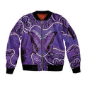 Australia Lupus Awareness Month Personalised Sleeve Zip Bomber Jacket Butterfly Purple Ribbon Invisible Illness Indigenous Art