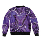 Australia Lupus Awareness Month Personalised Sleeve Zip Bomber Jacket Butterfly Purple Ribbon Invisible Illness Indigenous Art