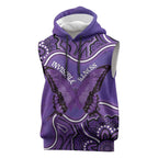 Australia Lupus Awareness Month Personalised Sleeveless Hoodie Butterfly Purple Ribbon Invisible Illness Indigenous Art