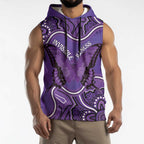 Australia Lupus Awareness Month Personalised Sleeveless Hoodie Butterfly Purple Ribbon Invisible Illness Indigenous Art