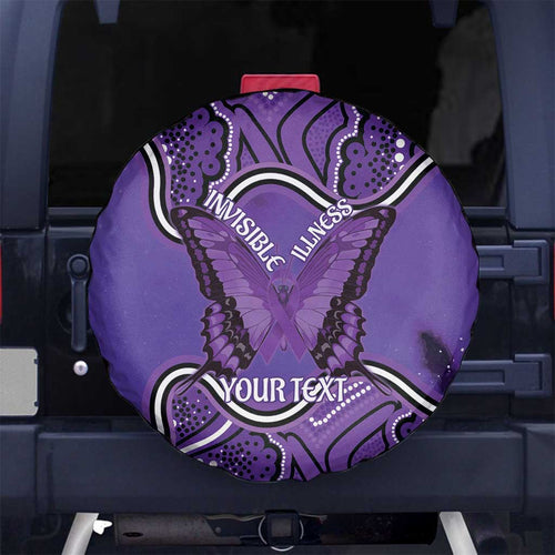 Australia Lupus Awareness Month Personalised Spare Tire Cover Butterfly Purple Ribbon Invisible Illness Indigenous Art
