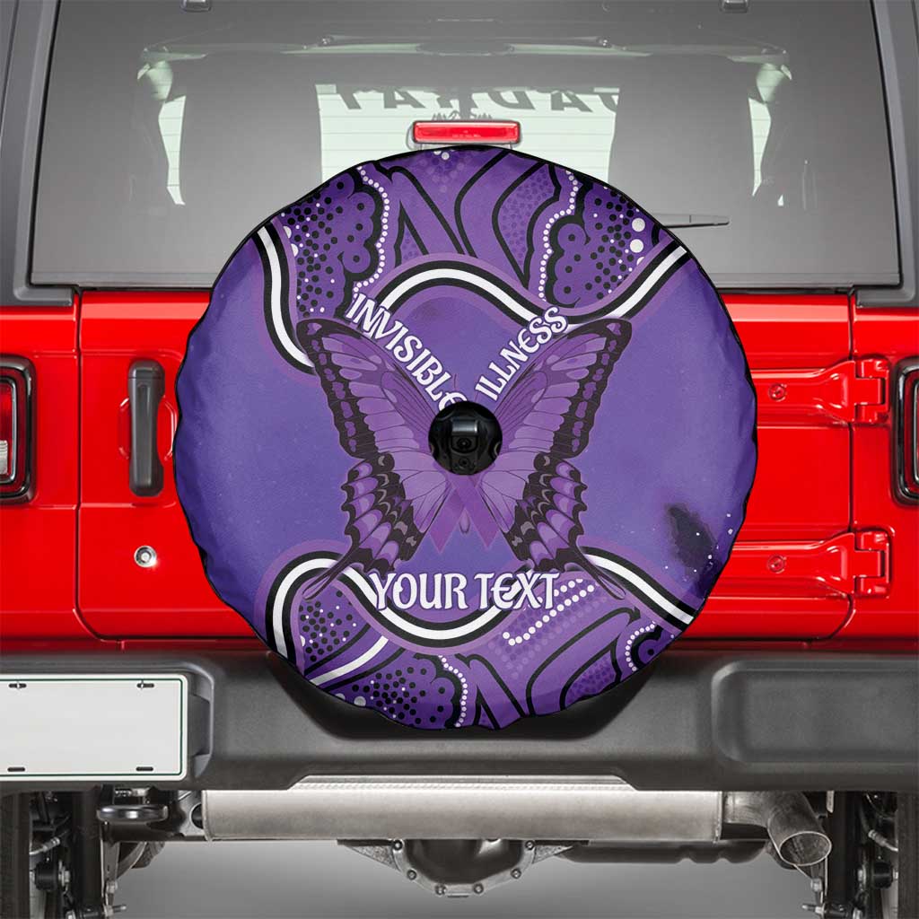 Australia Lupus Awareness Month Personalised Spare Tire Cover Butterfly Purple Ribbon Invisible Illness Indigenous Art