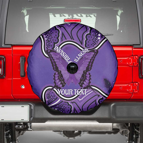 Australia Lupus Awareness Month Personalised Spare Tire Cover Butterfly Purple Ribbon Invisible Illness Indigenous Art
