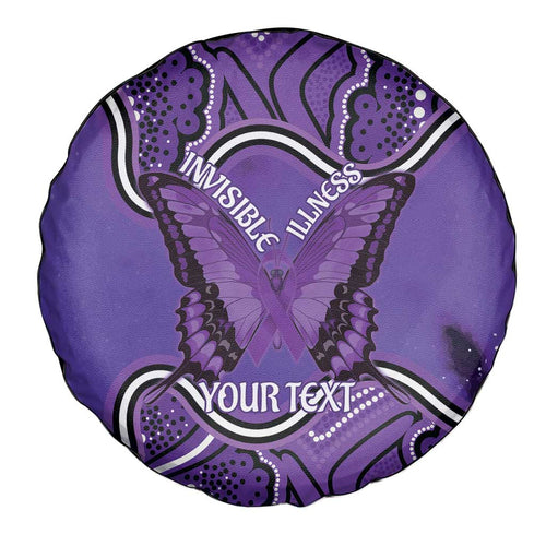 Australia Lupus Awareness Month Personalised Spare Tire Cover Butterfly Purple Ribbon Invisible Illness Indigenous Art