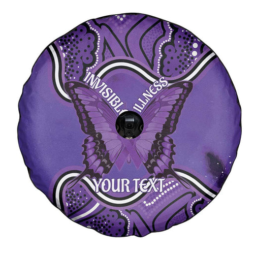 Australia Lupus Awareness Month Personalised Spare Tire Cover Butterfly Purple Ribbon Invisible Illness Indigenous Art