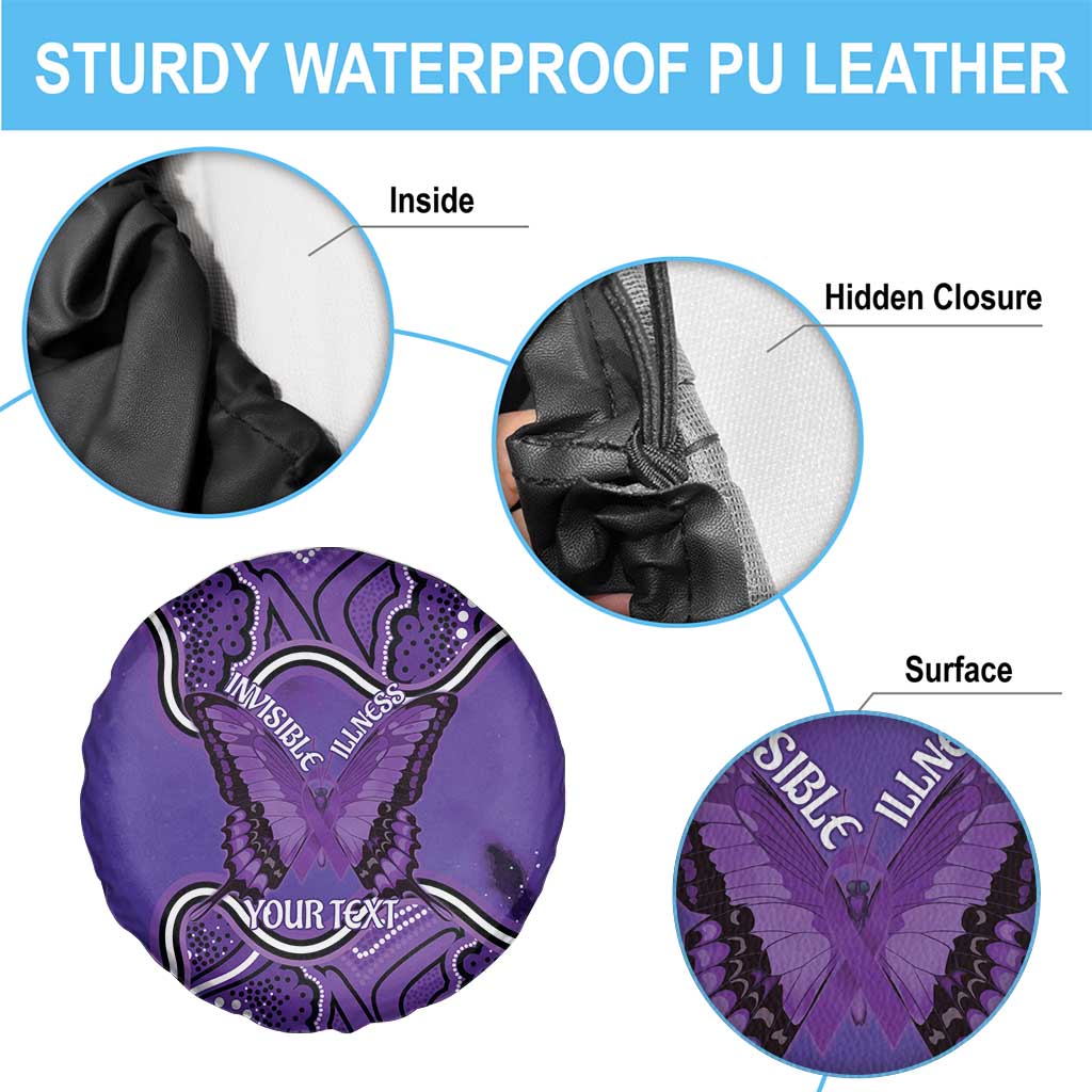 Australia Lupus Awareness Month Personalised Spare Tire Cover Butterfly Purple Ribbon Invisible Illness Indigenous Art