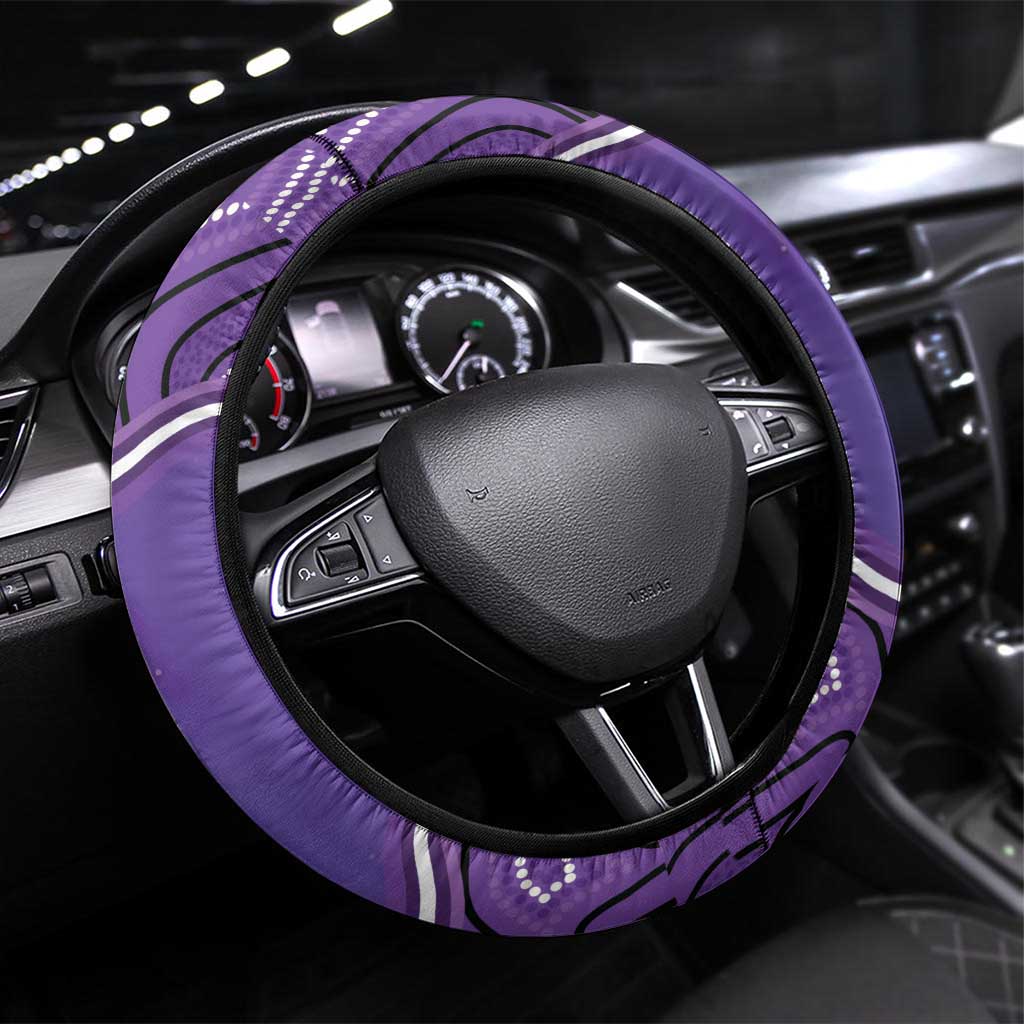 Australia Lupus Awareness Month Steering Wheel Cover Butterfly Purple Ribbon Invisible Illness Indigenous Art