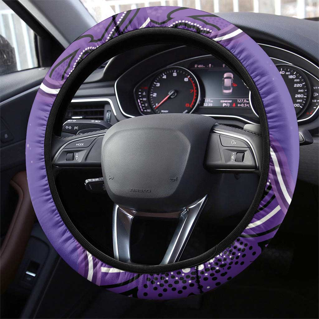 Australia Lupus Awareness Month Steering Wheel Cover Butterfly Purple Ribbon Invisible Illness Indigenous Art