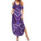 Australia Lupus Awareness Month Personalised Summer Maxi Dress Butterfly Purple Ribbon Invisible Illness Indigenous Art