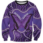 Australia Lupus Awareness Month Personalised Sweatshirt Butterfly Purple Ribbon Invisible Illness Indigenous Art