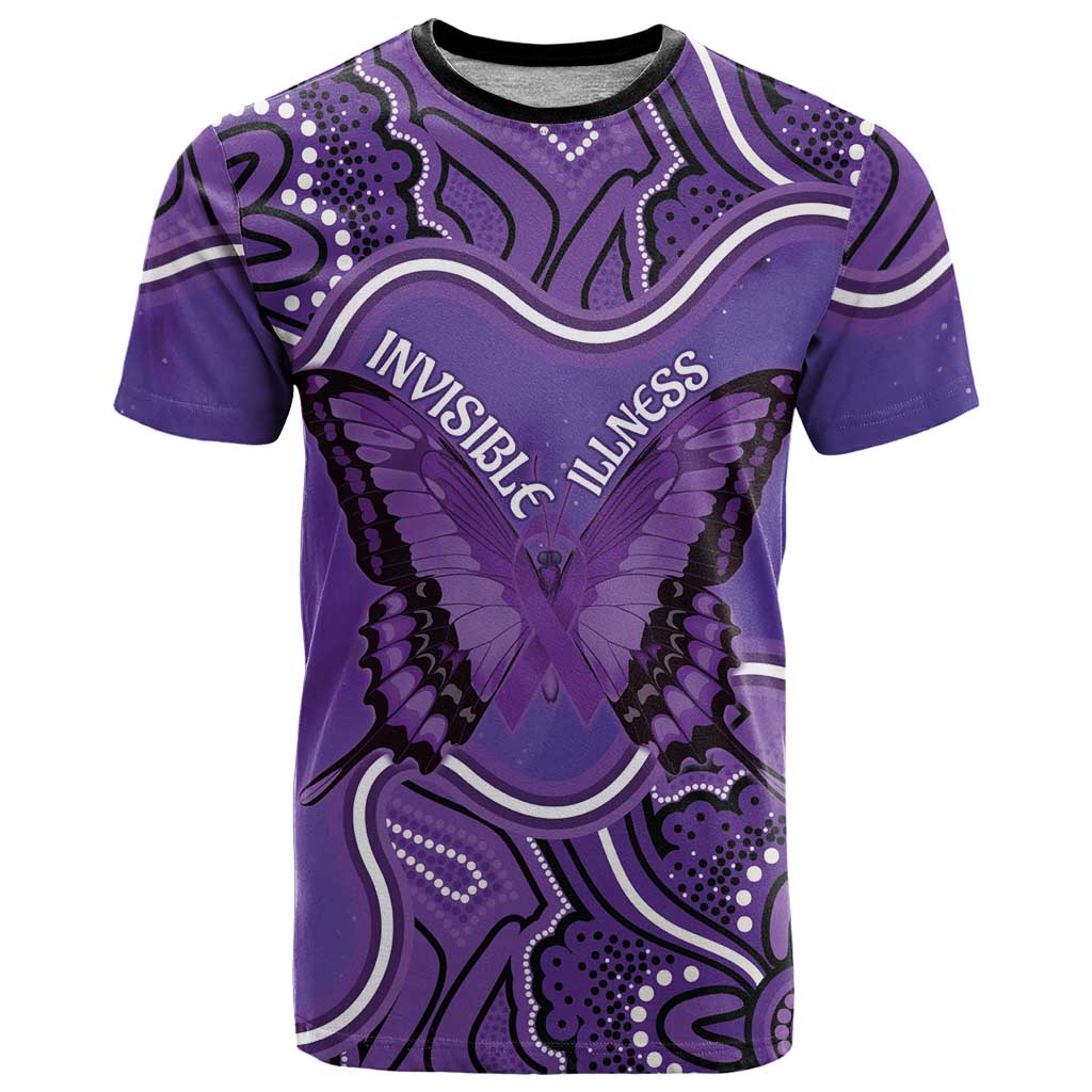Australia Lupus Awareness Month Personalised T Shirt Butterfly Purple Ribbon Invisible Illness Indigenous Art