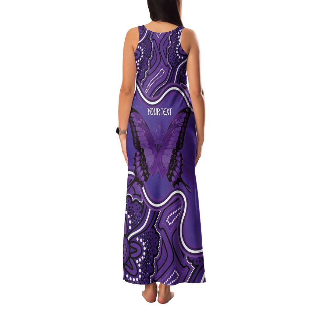 Australia Lupus Awareness Month Personalised Tank Maxi Dress Butterfly Purple Ribbon Invisible Illness Indigenous Art
