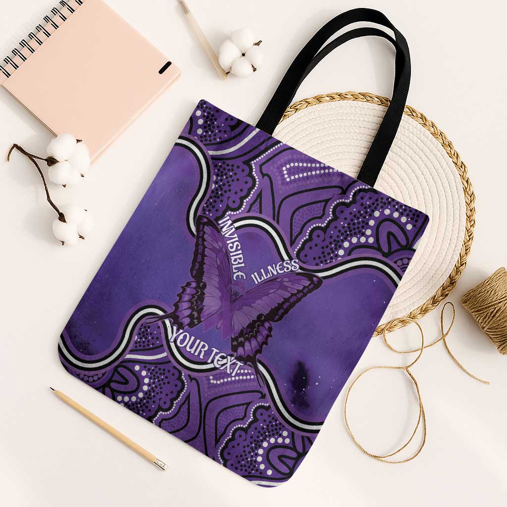 Australia Lupus Awareness Month Personalised Tote Bag Butterfly Purple Ribbon Invisible Illness Indigenous Art