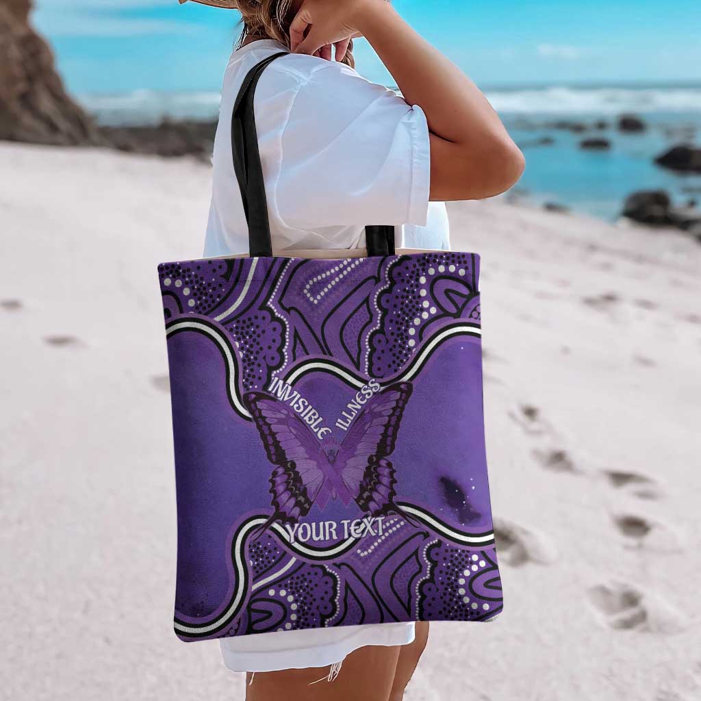 Australia Lupus Awareness Month Personalised Tote Bag Butterfly Purple Ribbon Invisible Illness Indigenous Art