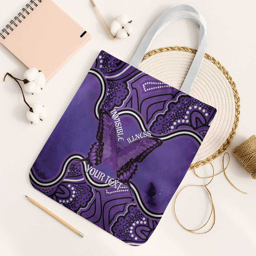 Australia Lupus Awareness Month Personalised Tote Bag Butterfly Purple Ribbon Invisible Illness Indigenous Art