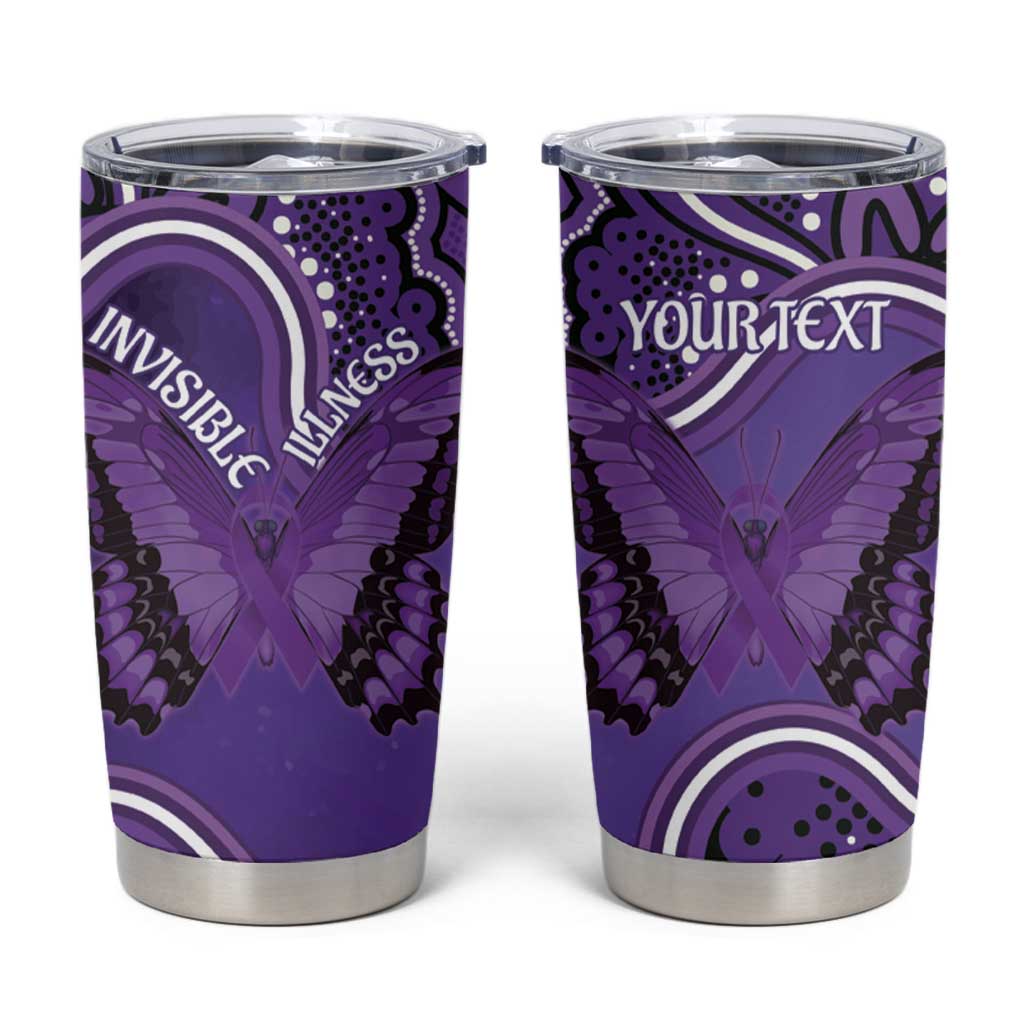 Australia Lupus Awareness Month Personalised Tumbler Cup Butterfly Purple Ribbon Invisible Illness Indigenous Art