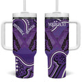 Australia Lupus Awareness Month Personalised Tumbler With Handle Butterfly Purple Ribbon Invisible Illness Indigenous Art