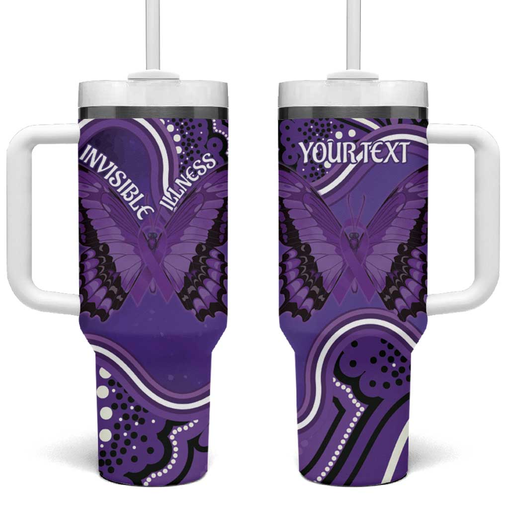 Australia Lupus Awareness Month Personalised Tumbler With Handle Butterfly Purple Ribbon Invisible Illness Indigenous Art