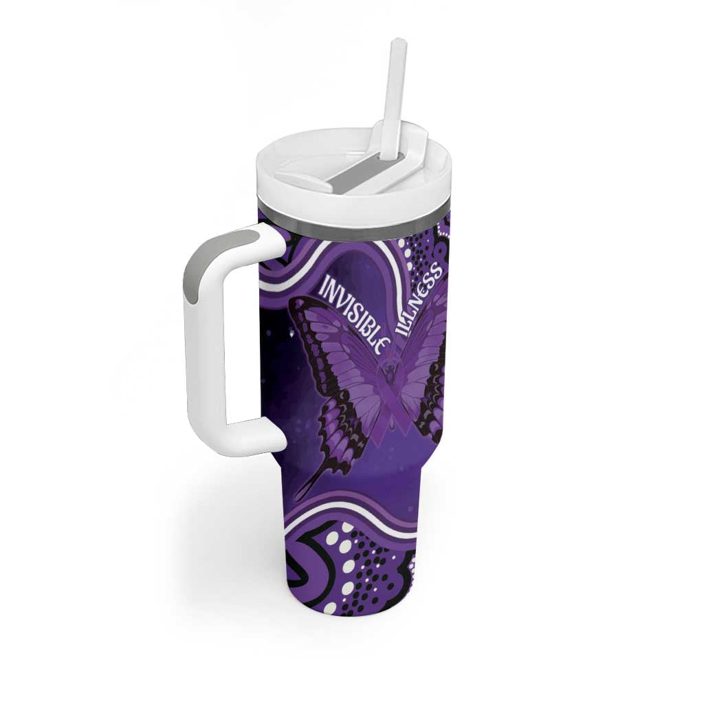 Australia Lupus Awareness Month Personalised Tumbler With Handle Butterfly Purple Ribbon Invisible Illness Indigenous Art