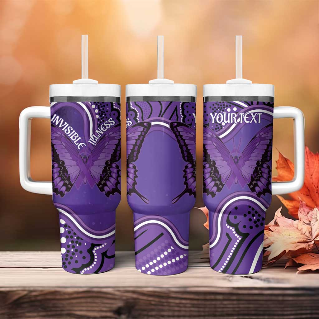 Australia Lupus Awareness Month Personalised Tumbler With Handle Butterfly Purple Ribbon Invisible Illness Indigenous Art