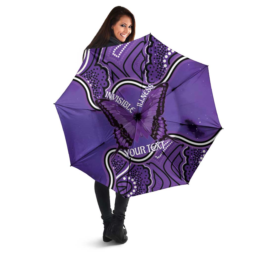 Australia Lupus Awareness Month Personalised Umbrella Butterfly Purple Ribbon Invisible Illness Indigenous Art