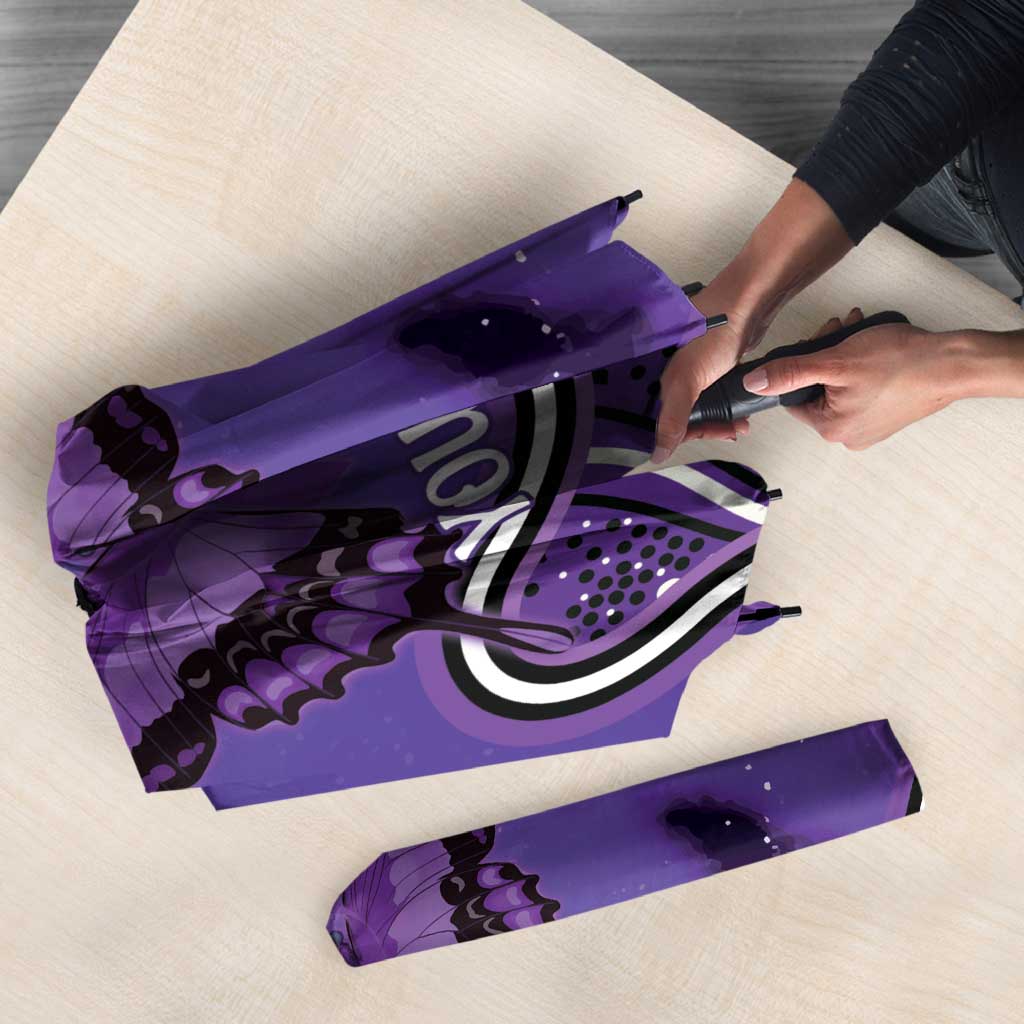 Australia Lupus Awareness Month Personalised Umbrella Butterfly Purple Ribbon Invisible Illness Indigenous Art