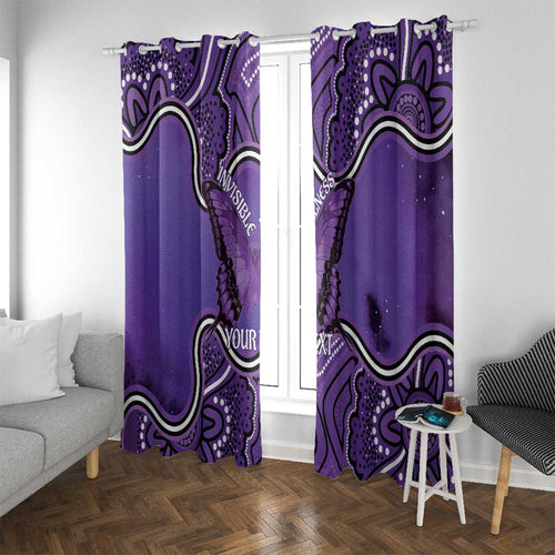 Australia Lupus Awareness Month Personalised Window Curtain Butterfly Purple Ribbon Invisible Illness Indigenous Art