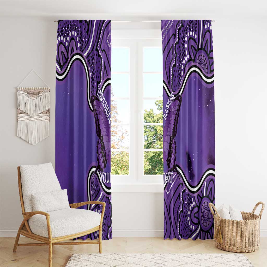Australia Lupus Awareness Month Personalised Window Curtain Butterfly Purple Ribbon Invisible Illness Indigenous Art