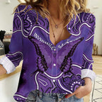 Australia Lupus Awareness Month Personalised Women Casual Shirt Butterfly Purple Ribbon Invisible Illness Indigenous Art