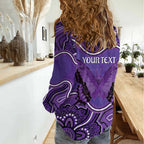 Australia Lupus Awareness Month Personalised Women Casual Shirt Butterfly Purple Ribbon Invisible Illness Indigenous Art