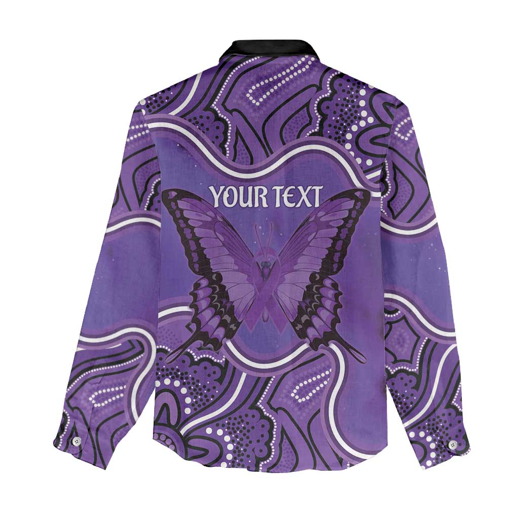 Australia Lupus Awareness Month Personalised Women Casual Shirt Butterfly Purple Ribbon Invisible Illness Indigenous Art