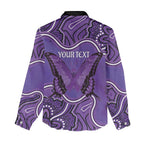 Australia Lupus Awareness Month Personalised Women Casual Shirt Butterfly Purple Ribbon Invisible Illness Indigenous Art