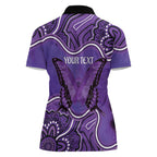 Australia Lupus Awareness Month Personalised Women Polo Shirt Butterfly Purple Ribbon Invisible Illness Indigenous Art