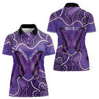 Australia Lupus Awareness Month Personalised Women Polo Shirt Butterfly Purple Ribbon Invisible Illness Indigenous Art