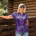 Australia Lupus Awareness Month Personalised Women Polo Shirt Butterfly Purple Ribbon Invisible Illness Indigenous Art