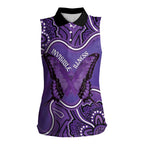 Australia Lupus Awareness Month Personalised Women Sleeveless Polo Shirt Butterfly Purple Ribbon Invisible Illness Indigenous Art