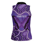 Australia Lupus Awareness Month Personalised Women Sleeveless Polo Shirt Butterfly Purple Ribbon Invisible Illness Indigenous Art