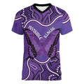Australia Lupus Awareness Month Personalised Women V-Neck T-Shirt Butterfly Purple Ribbon Invisible Illness Indigenous Art
