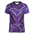Australia Lupus Awareness Month Personalised Women V-Neck T-Shirt Butterfly Purple Ribbon Invisible Illness Indigenous Art