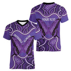 Australia Lupus Awareness Month Personalised Women V-Neck T-Shirt Butterfly Purple Ribbon Invisible Illness Indigenous Art