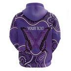 Australia Lupus Awareness Month Personalised Zip Hoodie Butterfly Purple Ribbon Invisible Illness Indigenous Art