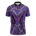 Australia Lupus Awareness Month Personalised Zipper Polo Shirt Butterfly Purple Ribbon Invisible Illness Indigenous Art